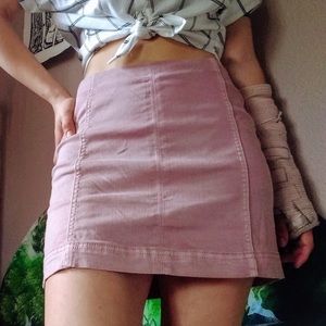 Light Pink Bodycon High Waisted Jean Stretch Skirt